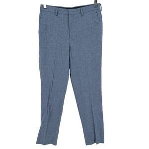 B By Brooks Brothers Womens Pants 16R 28X29 Blue Linen Blend Tapered Zip Career